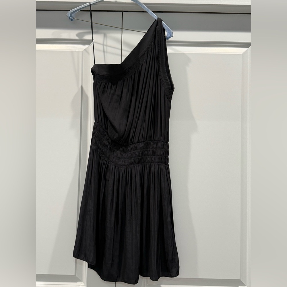 Ramy Brook Black One-Shoulder Smocked Dress